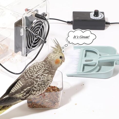 Bird Food Shell Separator, Stepless Speed Adjustable Blower, Clear Visible Design with Food & Shell Collection Boxes, Compatible with Large Parrot Seeds, Small Finch Millet & All Bird Seed Types in Kuwait