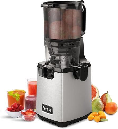 Fretta Cold Press Juicer Machines, Slow Masticating Juicer with 5.3'' Large Feed Chute for Whole Fruit and Vegetables, High Juice Yield, Easy to Clean Juice Extractor, Nut Milk Maker, BPA-Free,250W in Kuwait