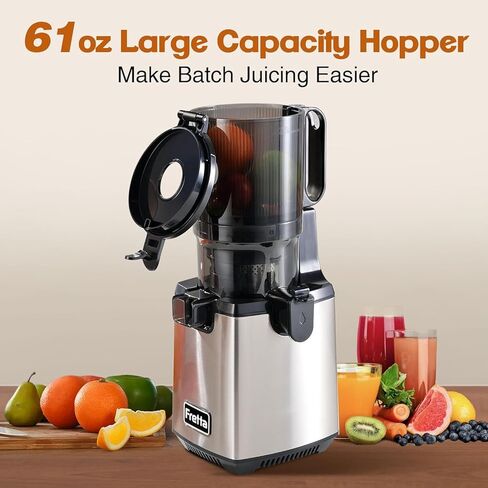 Fretta Cold Press Juicer Machines, Slow Masticating Juicer with 5.3'' Large Feed Chute for Whole Fruit and Vegetables, High Juice Yield, Easy to Clean Juice Extractor, Nut Milk Maker, BPA-Free,250W in Kuwait
