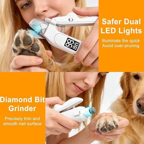 3 in 1 Pet Nail Clipper & Grinder with LED Lights, Ultra Quiet Electric Nail File, USB Rechargeable, 2 Speed Modes & Safety Guard for Small, Medium, Large Dogs and Cats in Kuwait