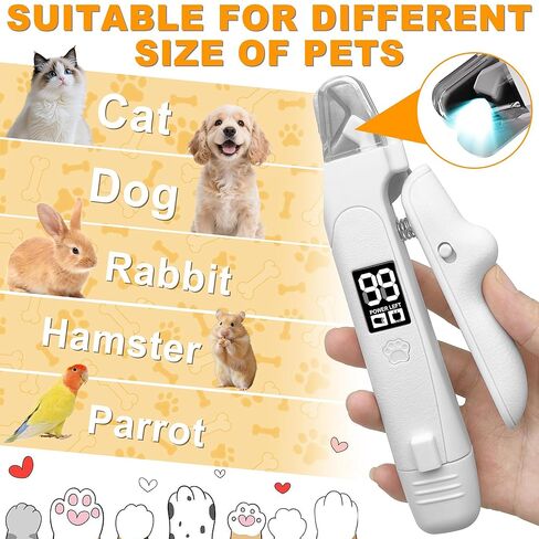 3 in 1 Pet Nail Clipper & Grinder with LED Lights, Ultra Quiet Electric Nail File, USB Rechargeable, 2 Speed Modes & Safety Guard for Small, Medium, Large Dogs and Cats in Kuwait