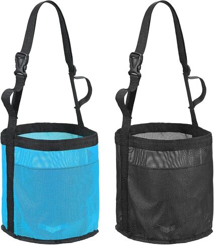 Horse Feed Bag, Horse Muzzle Hay Bags with Adjustable Strap Nylon Mesh Waterproof Bottom Grain Horses Bag, (Blue, S,2 Pcs), Intended for Feeding Grain/Powder/Hay in Saudi Arabia