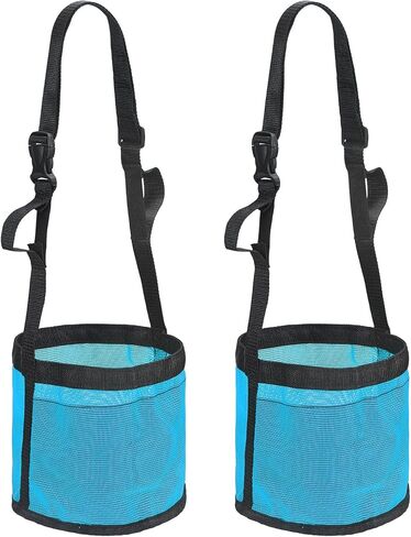 Horse Feed Bag, Horse Muzzle Hay Bags with Adjustable Strap Nylon Mesh Waterproof Bottom Grain Horses Bag, (Blue, S,2 Pcs), Intended for Feeding Grain/Powder/Hay in Saudi Arabia
