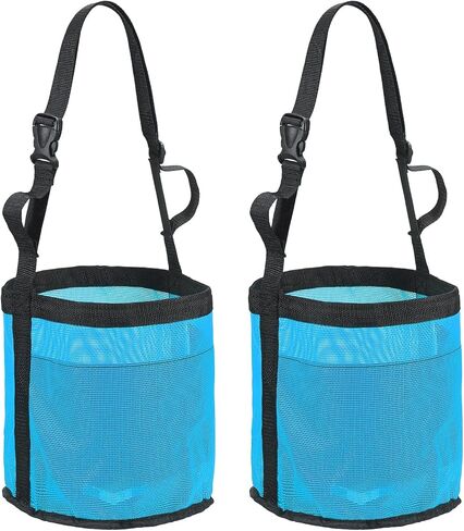Horse Feed Bag, Horse Muzzle Hay Bags with Adjustable Strap Nylon Mesh Waterproof Bottom Grain Horses Bag, (Blue, S,2 Pcs), Intended for Feeding Grain/Powder/Hay in Saudi Arabia