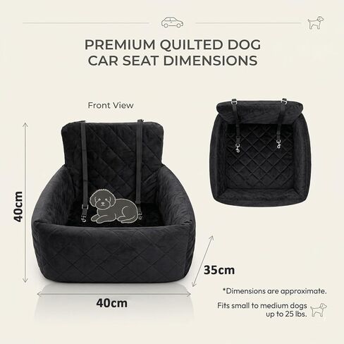 Small Dog Car Seat & Medium Dogs, Booster Seat with Detachable Washable Cover, Secure Buckles & Straps, Includes 4 Poo Bag Rolls, Soft Cotton & Durable Polyester in Kuwait
