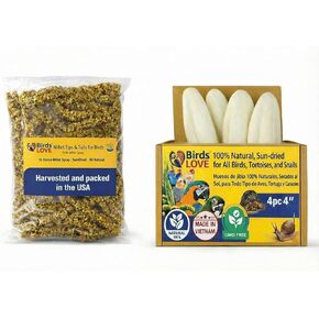 Farm to Feathers ™ الاقتصاد والدخن الرش الرقيق مع حزمة Cuttlebone - بخاخات الدخن المزروعة في الولايات المتحدة الأمريكية لجميع الطيور والكوكاتيل وطيور الحب والببغاوات والعصافير - 7 أونصة (عبوة من قطعة واحدة) + 4 بوصات عظم الحبار (4 عبوات) in Kuwait