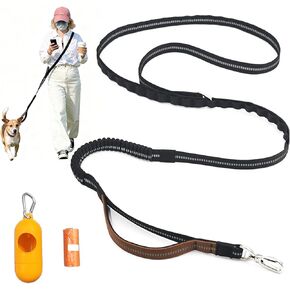 Hands-Free Bungee Dog Leash for Small & Large Dogs, 6FT Heavy Duty Reflective Waist Leash with Poop Bag Holder, Strong Chew Proof Adjustable for Running, Walking, Training (37 Hooks) in Kuwait