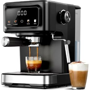 Kndko Espresso Machine, 15 Bar Digital Espresso Maker, Milk Frother Steam Wand for Latte & Cappuccino, Compact Coffee Machine, 1.5L Removable Water Tank, 2 cups dual-stainless steel filter in Saudi Arabia