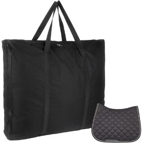 حقيبة تخزين وسادة السرج الإنجليزية من Klmnop، حامل وسادة سرج غربي من قماش أكسفورد 600D عالي التحمل مع مقصورتين لمنصات متعددة (أسود) in Kuwait