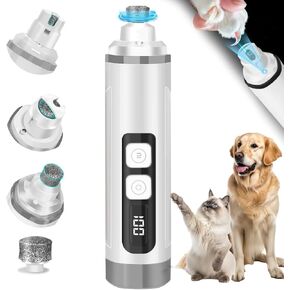 Dog Nail Trimmers Ultra Quiet Electric Pet Dog Nail Clippers Cat Nail Clipper with Led Lights Nail Grinder High Speed Nail File Electric Clippers for Grooming Small, Medium,Large Dogs and Cats (white) in Saudi Arabia
