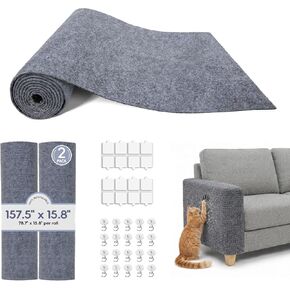 157.5" x 15.8" Cat Scratch Furniture Protector, Self-Adhesive Couch Protector from Cat Claws, Cats Scratching Mat for Couch, Sofa, Wall & Door, DIY Cat Scratch Pads Replacement, 2 Pack (Light Grey) in Kuwait