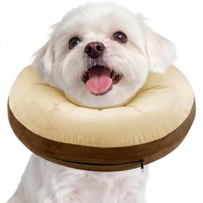 Kuoser Inflatable Dog Cone Collar, Soft Dogs Cone Alternative After Surgery, Dog Donut Collar to Stop Licking, Inflatable Puppy Cone Neck Pillow, Comfortable E-Collar for Small Medium Large Dogs, S in Kuwait