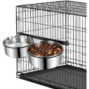 Dog Crate Water Bowls 2Pack, 40oz Stainless Steel Dual Hanging Pet Bowls, Wall-Mounted Dog Food & Water Feeder, Elevated Non-Spill Kennel Bowl Set for Medium & Large Dogs and Cats in Kuwait