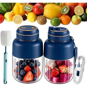 1300ML Wireless Juicer Cup, 180w Portable Wireless Juicer With 38 Blades, Usb Rechargeable Cordless Blender For Fruits Vegetables, On-The-Go Fresh Juice Cup (2PC Blue) in Saudi Arabia