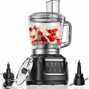 LINKchef Food Processor 68 oz, 700W Electric Vegetable Chopper with 4 Functions for Chopping, Slicing, Shredding, Pureeing and Dough Mixing, Meat Grinder with Stainless Steel Blades for Kitchen in Kuwait