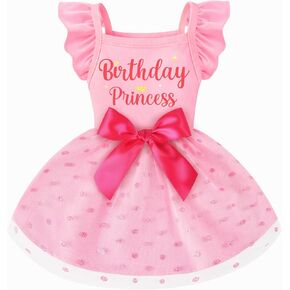 Dog Dress for Small Dogs Girl Ruffle Sleeves Bowknot Slip Dress Birthday Holiday Outfit for Small Medium Dogs Cats Pets in Saudi Arabia