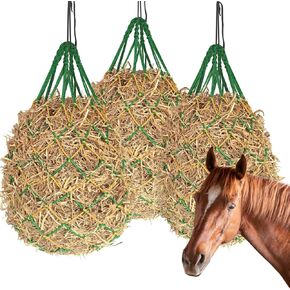 3PCS Hay Net for Horses,40" Slow Feed Hay Nets for Horses Goat Sheep,Strong Load-Bearing Hay Bags Hanging for Horse Stable Trailer 2.36"x2.36" Holes (Black) in Saudi Arabia