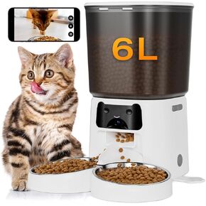 Automatic Cat Feeder with Camera, 4L WiFi Smart Pet Feeder with APP Control, 1080P HD Video,Night Vision,Voice Call, Motion Detection, Dual Power Supply, Supports 5GHz/2.4GHz,for Dogs Cats, Small-Pet in Kuwait