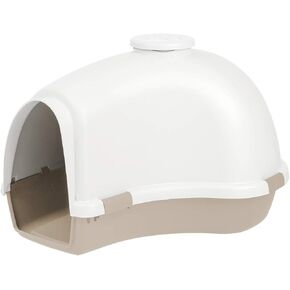 IRIS USA Igloo Dog House، أبيض/بيج، للكلاب والقطط الصغيرة والمتوسطة، داخلي/خارجي in Kuwait