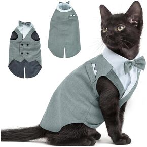 PUMYPOREITY Cat Tuxedo Suit Formal Wear with Bow Tie, Soft Skin-Friendly Cat Costumes for Cats Only, Elegant Outfit for Male Female Cats, Perfect for Wedding Birthday Photo Shoots, L, Black in Saudi Arabia