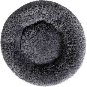 Calming Cat Bed for Indoor Cats Kittens, Small Dog Bed for Puppies Rabbits, Machine Washable Non-Slip Donut Pet Sofa, Plush Dark Gray Cama para Gatos, Up to 6.6lbs in Kuwait