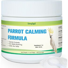 Parrot Calming Supplement – Natural Bird Stress Support Powder for Fireworks, Travel & Visitors – Vet-Formulated – Easy to Use Daily Support for Parrots – 4oz (450 Servings) in Kuwait
