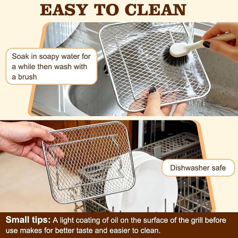 BYKITCHEN Air Fryer Rack Compatible with Ninja 10 QT DZ550/ DZ401/ SL401 DualZone Airfryer/Bella 6QT Slim Airfryer&More, 3pcs Stackable Stainless Steel Rack with Silicone Feet, Air Fryer Accessories in Saudi Arabia