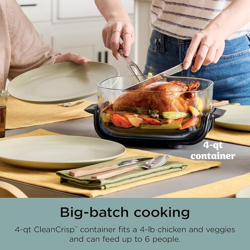 Ninja Crispi 4-in-1 Glass Air Fryer | 450°F | Non-Toxic | 4QT & 6-Cup Glass Containers w/Lids | Microwave, Freezer, Dishwasher Safe | Max Crisp, Air Fry, Bake, Recrisp | Mint | FN101MT in Kuwait