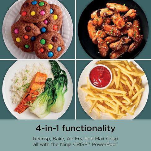 Ninja Crispi 4-in-1 Glass Air Fryer | 450°F | Non-Toxic | 4QT & 6-Cup Glass Containers w/Lids | Microwave, Freezer, Dishwasher Safe | Max Crisp, Air Fry, Bake, Recrisp | Mint | FN101MT in Kuwait
