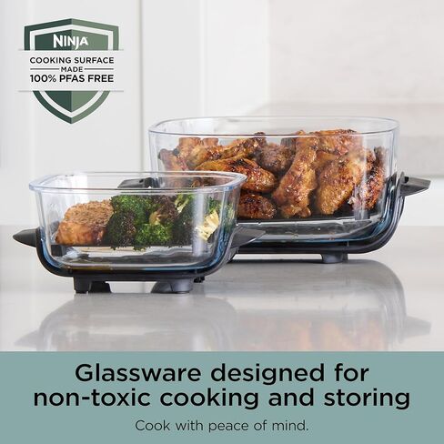 Ninja Crispi 4-in-1 Glass Air Fryer | 450°F | Non-Toxic | 4QT & 6-Cup Glass Containers w/Lids | Microwave, Freezer, Dishwasher Safe | Max Crisp, Air Fry, Bake, Recrisp | Mint | FN101MT in Kuwait