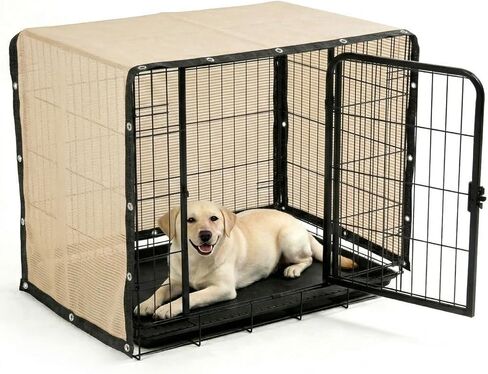 ShadeMart 90% UV Block Sun Shade Cloth for Dog Kennel Cover, 4' x 5' Beige Pet Playpen Sunshade with Grommets, Durable Mesh Tarp for Crate, Patio, Stable,Chicken Coop & Outdoor Privacy Screen. in Kuwait