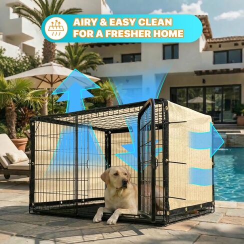 ShadeMart 90% UV Block Sun Shade Cloth for Dog Kennel Cover, 4' x 5' Beige Pet Playpen Sunshade with Grommets, Durable Mesh Tarp for Crate, Patio, Stable,Chicken Coop & Outdoor Privacy Screen. in Kuwait