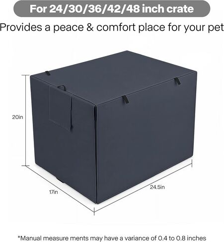Pawise Dog Crate Cover,Heavy Duty Polyester Dog Kennel Cover for Wire Crates,Windproof & Waterproof Sunshade with Double Door & Roll-Up Windows, Machine Washable,Indoor & Outdoor Use(Grey, 24inch) in Kuwait
