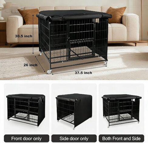 48 Inch Dog Crate Cover for Heavy Duty Dog Cages 900D Oxford Fabric Insulated Dog Kennel Cover UV-Resistant Chewproof Soundproof Windproof Rainproof Fit for Wire Dog Cage (Not Include Cage) in Kuwait
