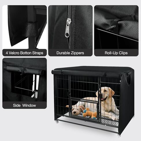 48 Inch Dog Crate Cover for Heavy Duty Dog Cages 900D Oxford Fabric Insulated Dog Kennel Cover UV-Resistant Chewproof Soundproof Windproof Rainproof Fit for Wire Dog Cage (Not Include Cage) in Kuwait
