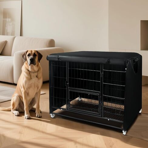 48 Inch Dog Crate Cover for Heavy Duty Dog Cages 900D Oxford Fabric Insulated Dog Kennel Cover UV-Resistant Chewproof Soundproof Windproof Rainproof Fit for Wire Dog Cage (Not Include Cage) in Kuwait