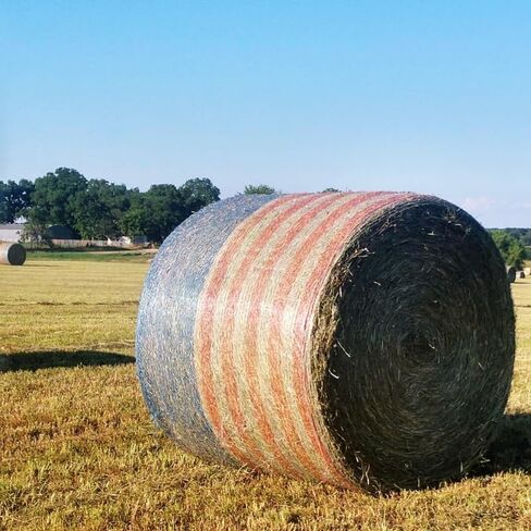 غلاف شبكي فاخر من Bale Tuff | تصميم الحرية باللون الأحمر والأبيض والأزرق للتبن وسيقان الذرة والبرسيم الحجازي والمزيد! | حماية عالية القوة من الحزم (48x9840) in Kuwait
