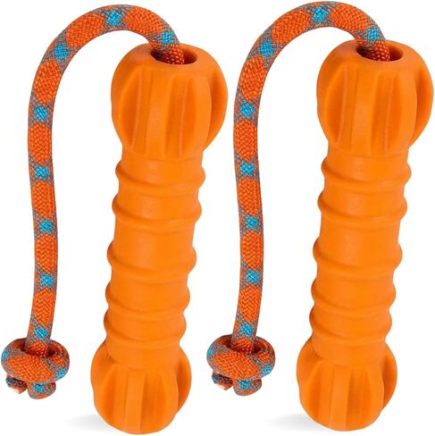 Dog Water Toys, 2 Pack Floating Fetch Toys with Rope Handle, Bright Orange Dog Pool Toys for Medium to Large Dogs, High Visibility Bumper for Lake, Beach, Pool & Outdoor Play in Kuwait