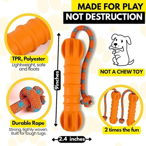 Dog Water Toys, 2 Pack Floating Fetch Toys with Rope Handle, Bright Orange Dog Pool Toys for Medium to Large Dogs, High Visibility Bumper for Lake, Beach, Pool & Outdoor Play in Kuwait