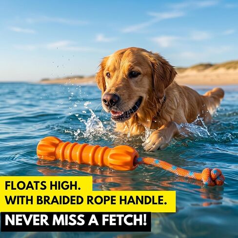 Dog Water Toys, 2 Pack Floating Fetch Toys with Rope Handle, Bright Orange Dog Pool Toys for Medium to Large Dogs, High Visibility Bumper for Lake, Beach, Pool & Outdoor Play in Kuwait