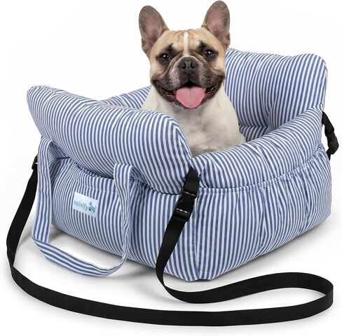Dog Car Seats for Small Dogs, Soft Dog Bed with Waterproof Bottom, Booster Puppy Car Seat with Safety Leash, Dog Carrier for Travel with 3 Pockets, Pet Car Bag with Adjustable Buckles, Blue in Kuwait