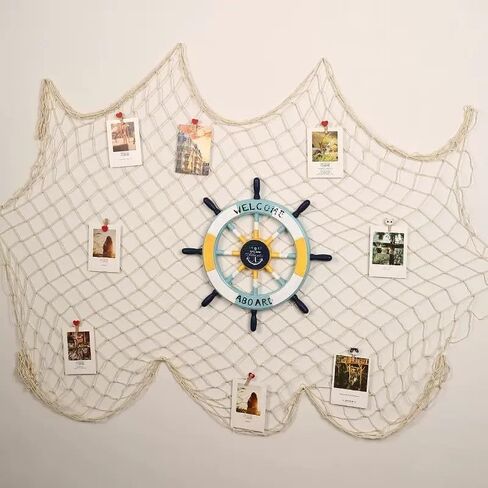 80"x40" Fish Net Decorations, Natural Cotton Fishing Net Decor Fishnet Rope Decoration for Under The Sea Hawaiian Pirate Ocean Beach Themed Party (1 Pack) in Kuwait