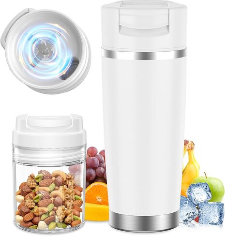 Portable Personal Blender 20oz Vacuum Cup Cordless Blende for 120 Watt Rechargeable Personal Size blender With Stainless Steel Bottle Ideal For-Shakes and Smoothies, BPA Free (Black） in Saudi Arabia