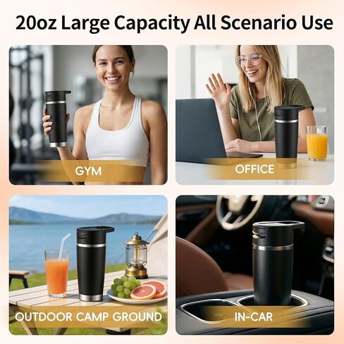 Portable Personal Blender 20oz Vacuum Cup Cordless Blende for 120 Watt Rechargeable Personal Size blender With Stainless Steel Bottle Ideal For-Shakes and Smoothies, BPA Free (Black） in Saudi Arabia