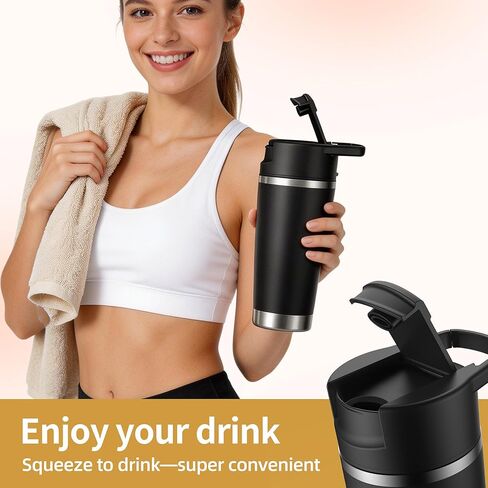 Portable Personal Blender 20oz Vacuum Cup Cordless Blende for 120 Watt Rechargeable Personal Size blender With Stainless Steel Bottle Ideal For-Shakes and Smoothies, BPA Free (Black） in Saudi Arabia