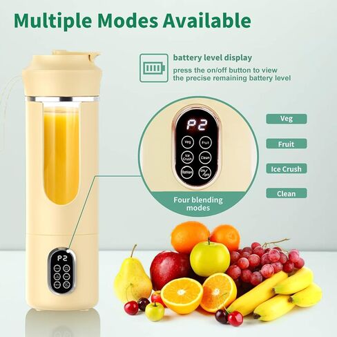 خلاط محمول سعة 530 مل، عصارة USB كهربائية صغيرة محمولة، خلاط شخصي صغير للعصائر والمخفوقات، مع وظيفة التنظيف التلقائي، متعدد الأغراض وسهل الاستخدام (بيج) in Kuwait