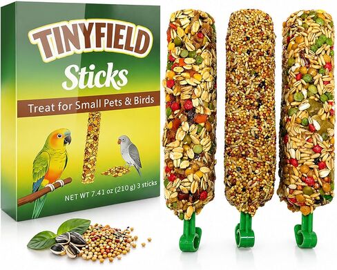 TINYFIELD Bird Treats Sticks, 7.4OZ Millet Spray for Parakeet Budgie Cockatiel Finch Canary Lovebird Conure, Natural Plant Based, 3 Count in Kuwait