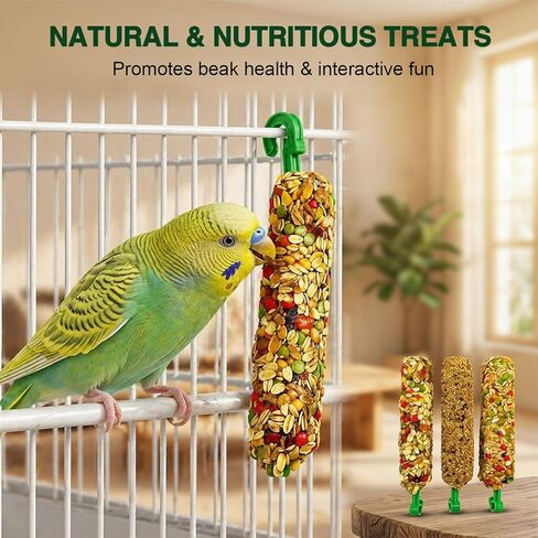 TINYFIELD Bird Treats Sticks, 7.4OZ Millet Spray for Parakeet Budgie Cockatiel Finch Canary Lovebird Conure, Natural Plant Based, 3 Count in Kuwait
