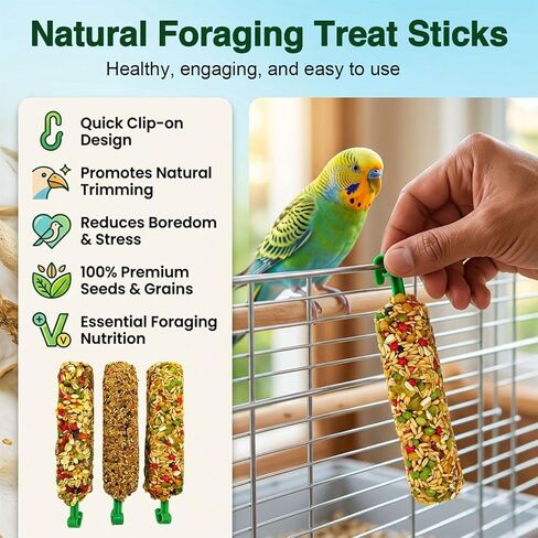 TINYFIELD Bird Treats Sticks, 7.4OZ Millet Spray for Parakeet Budgie Cockatiel Finch Canary Lovebird Conure, Natural Plant Based, 3 Count in Kuwait