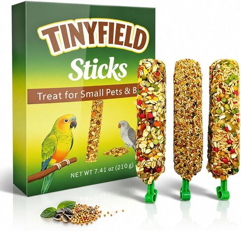 TINYFIELD Bird Treats Sticks, 7.4OZ Millet Spray for Parakeet Budgie Cockatiel Finch Canary Lovebird Conure, Natural Plant Based, 3 Count in Kuwait